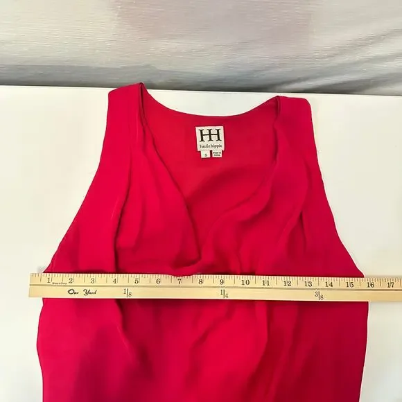 Haute Hippie 100% Silk Cowl Neck Racerback Dress Small Raspberry Red Fairy Party - Picture 13 of 14